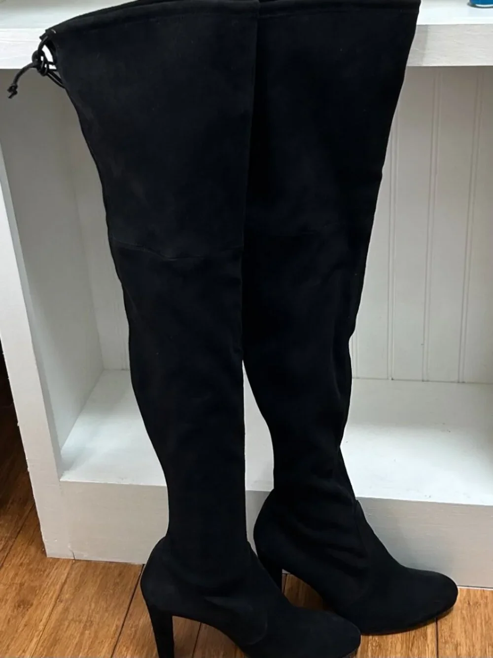 Stuart Weitzman Suede Leather Trim Embellishment Boots Size 10.5